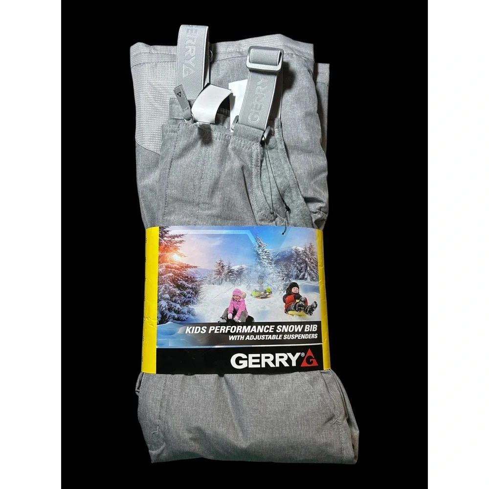 Gerry Kids Performance Snow Bib Gray MD Heather Adjustable Suspenders Size 5 NEW